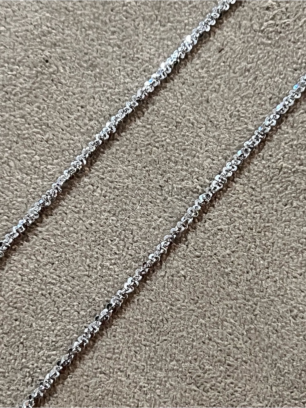 Italian Rhodium Plated Sterling Silver 1.5MM Twisted Rock 20” Chain Necklace